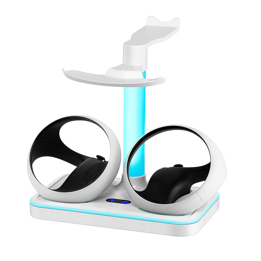 Gamepad Charging Stand Colorful RGB Light Game Controller Charger Station Storage Glasses Headset Accessories for PS VR2 Joypad