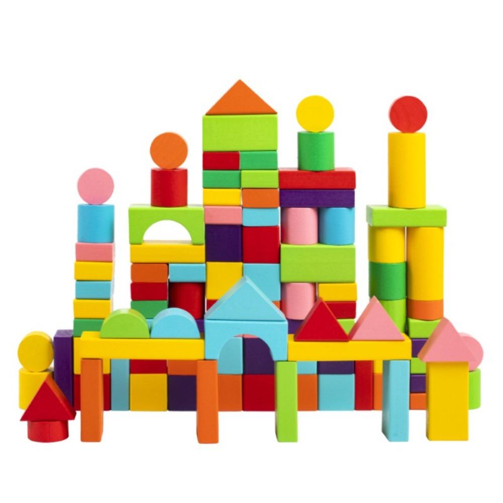 40PCS/SET Learning Sensory Wooden Building Blocks Colorful Early Educational Toys  For Children