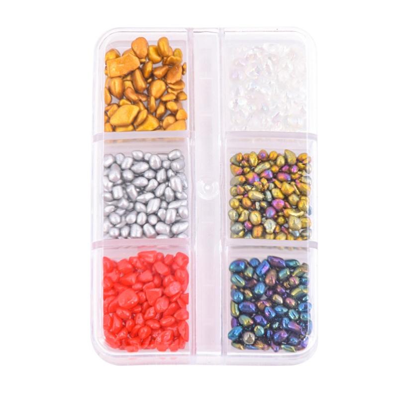 6-Grid Soft Pottery Rhinestone Boxed DIY Cobblestone Suit Nail Nail Jewelry Mixed