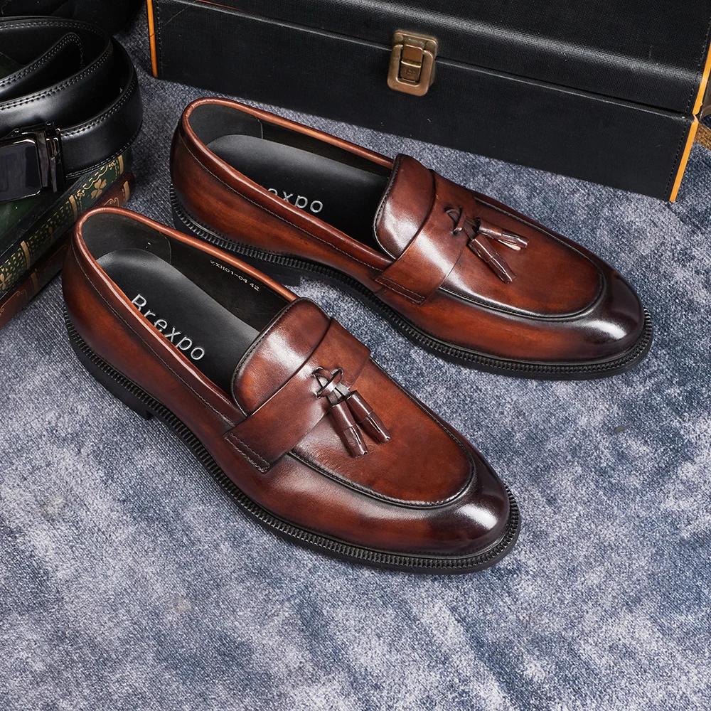 Fashion Men's Casual Breathable Leather Loafers Business Office Driving Moccasins Comfortable Tassel Designers Shoes