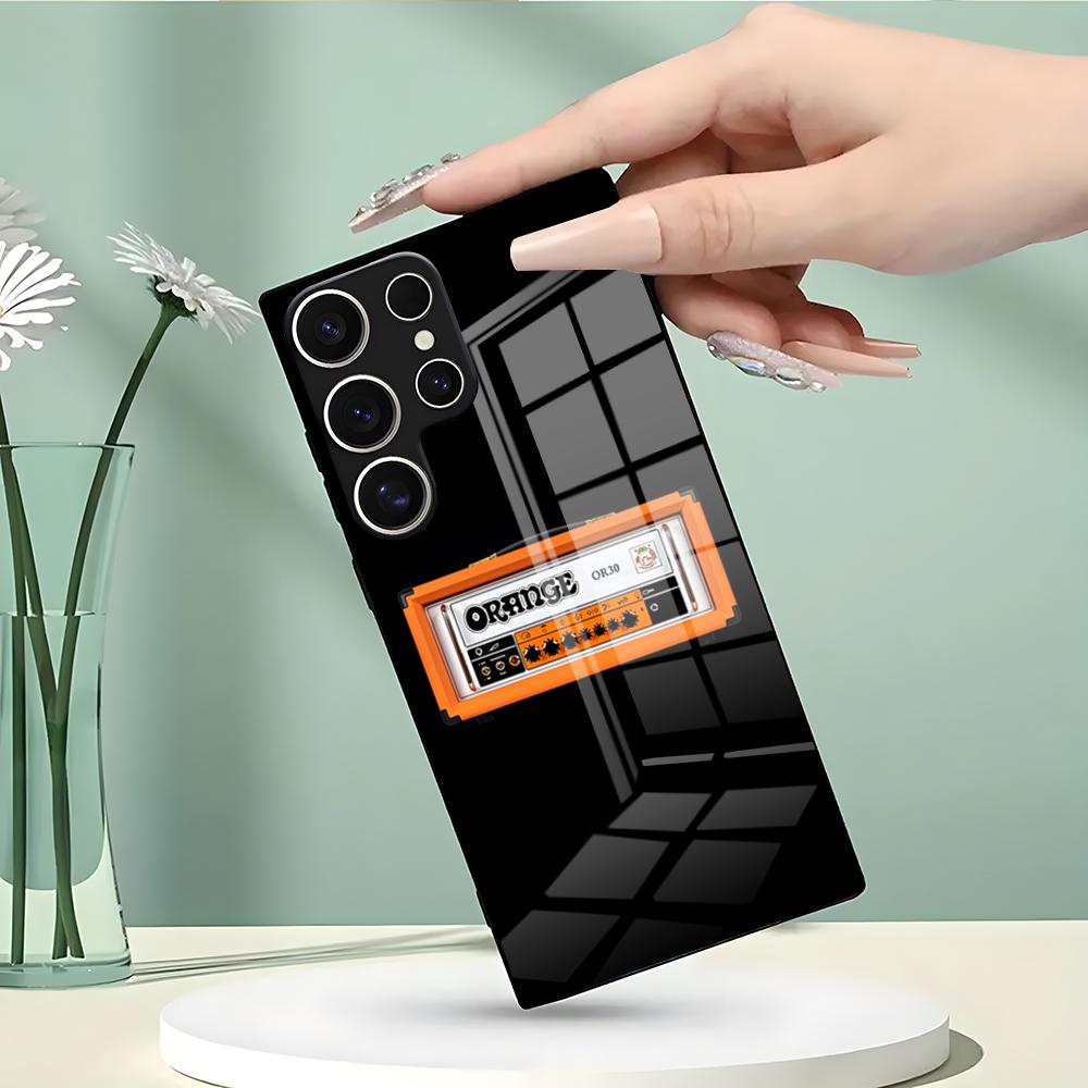 O-Orange Guitar Amp Phone Case For Samsung S26 S25 Edge Ultra 23 22 21 20 Ultra Plus S24 Fe Glass Cover Galaxy S25 Ultra