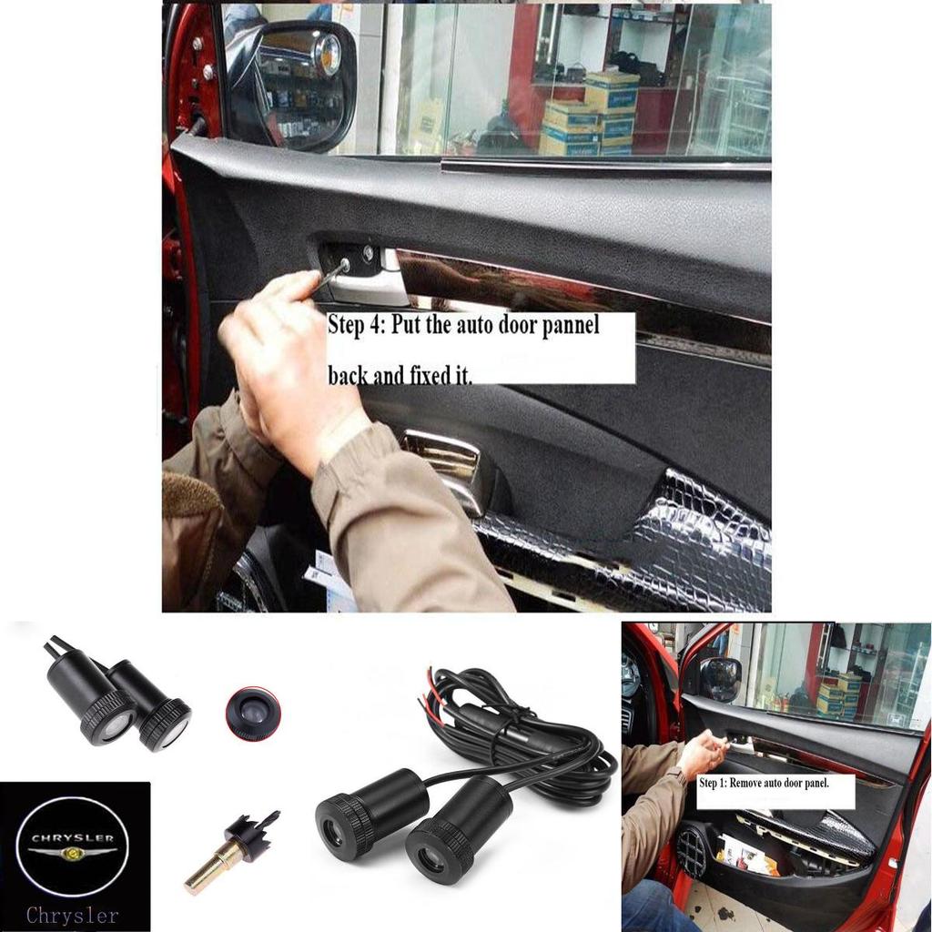 2pcs Chrysler For Logo Car Styling Car Door Step Courtesy Shadow Lights Laser