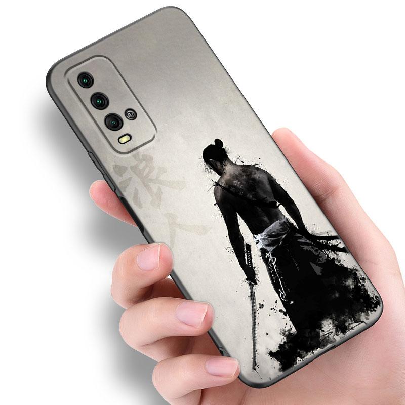 Japanese Samurai Art Phone Case For Xiaomi Redmi Note 5 6 9T K20 K40 K50 Pro 7A 8A 9A 9C 9i 10A 10C A1 S2 Soft TPU Black Cover