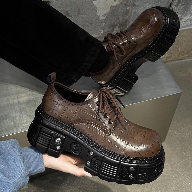 2026 New Metal Derby Shoes Men's British Style Heightening Punk Platform Shoes for Men High Quality Shoes Men Leather Original