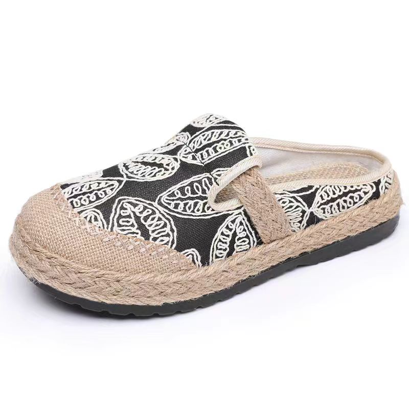 Women's Elegant Soft Sole Flats, Casual Linen Round Toe Slip-on Walking Shoes, Breathable Low-top Daily Footwear