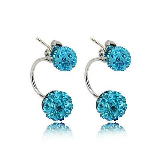 Fashionable Shamballa Diamond Ball Ceramic Double Earrings