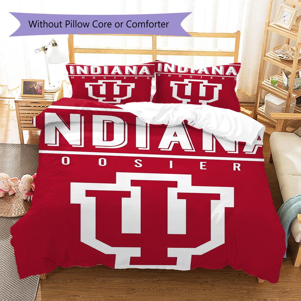 Indiana Hoosiers Pattern Bedding Set Quilt Cover Pillowcase Home Decor Gift (1 * duvet cover + 2 * pillowcase, without core)