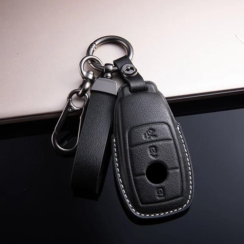 Leather Car Remote Key Case Cover For Mercedes Benz A C E S G Class Glc Cle Cla Glb Gls Gla W177 W205 W213 W222 X167