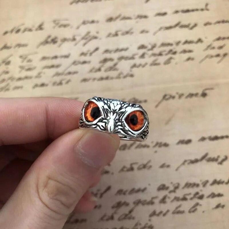 Cute Women Men Simple Design Rings Vintage Owl Frog Smiling Ring For Woman Girl Ancient Silver Color Retro Punk Jewelry Gift