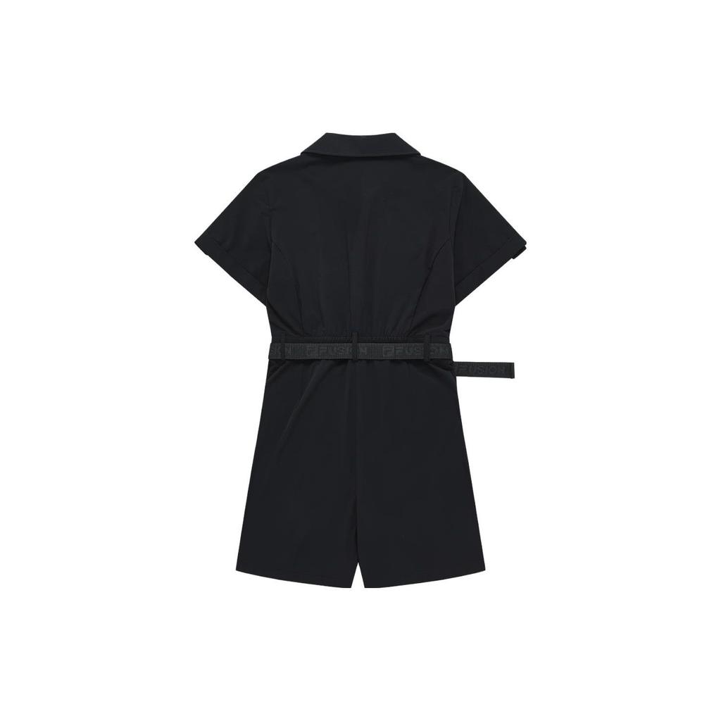 Fila Fusion Street Sport Solid Color Sports Woven Jumpsuit Women jumpsuits Black T11W331702FBK