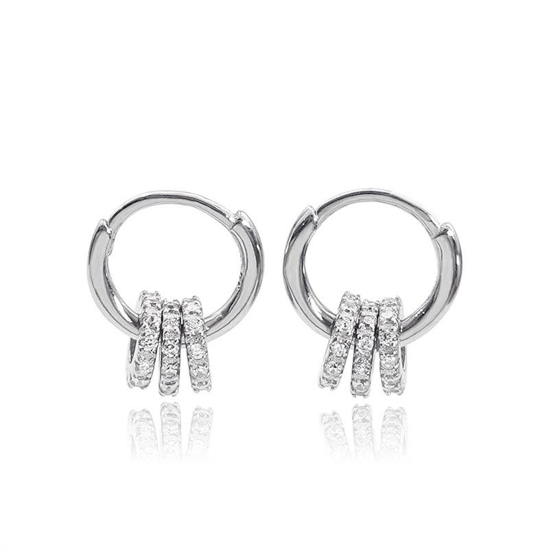 

S925 Sterling Silver Multi-Way Circle Earrings: High-End Hoops, Studs, and Clips for Women - 2025 Collection платиновий