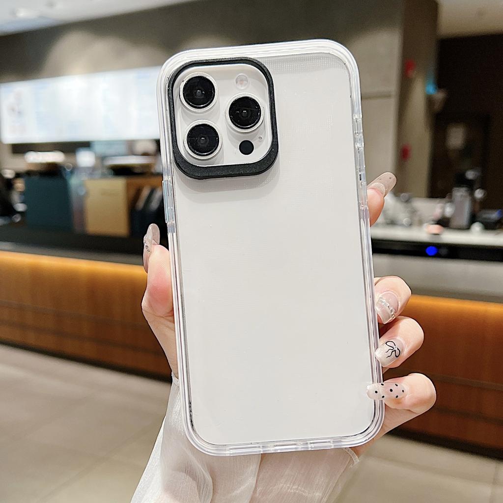 5-meter Anti-drop Thickened Colored Transparent Double-piece TPU Phone Case, Suitable for Black Ring Protective Case of IPhone15 PRO
