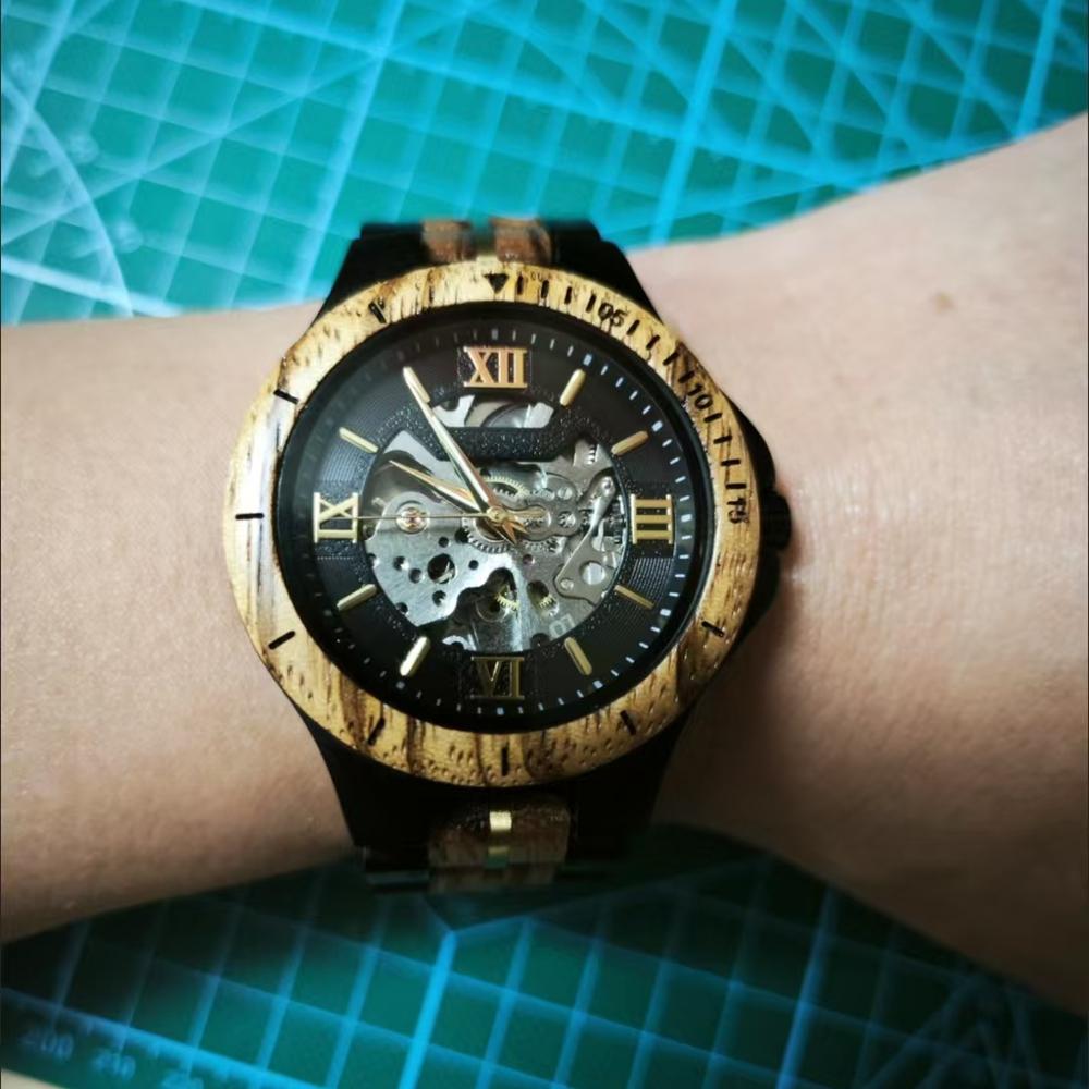 Fashion Casual Mechanical Watch Men Top Brand Luxury Natural Wooden Automatic Skeleton Steampunk Wristwatch