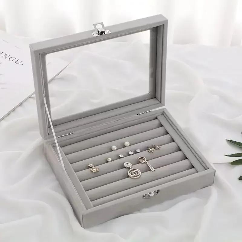 

Jewelry Storage Box Earring Ring Necklace Organizers Storage Transparent Jewlery Holder Display Box for Jewelry Classification