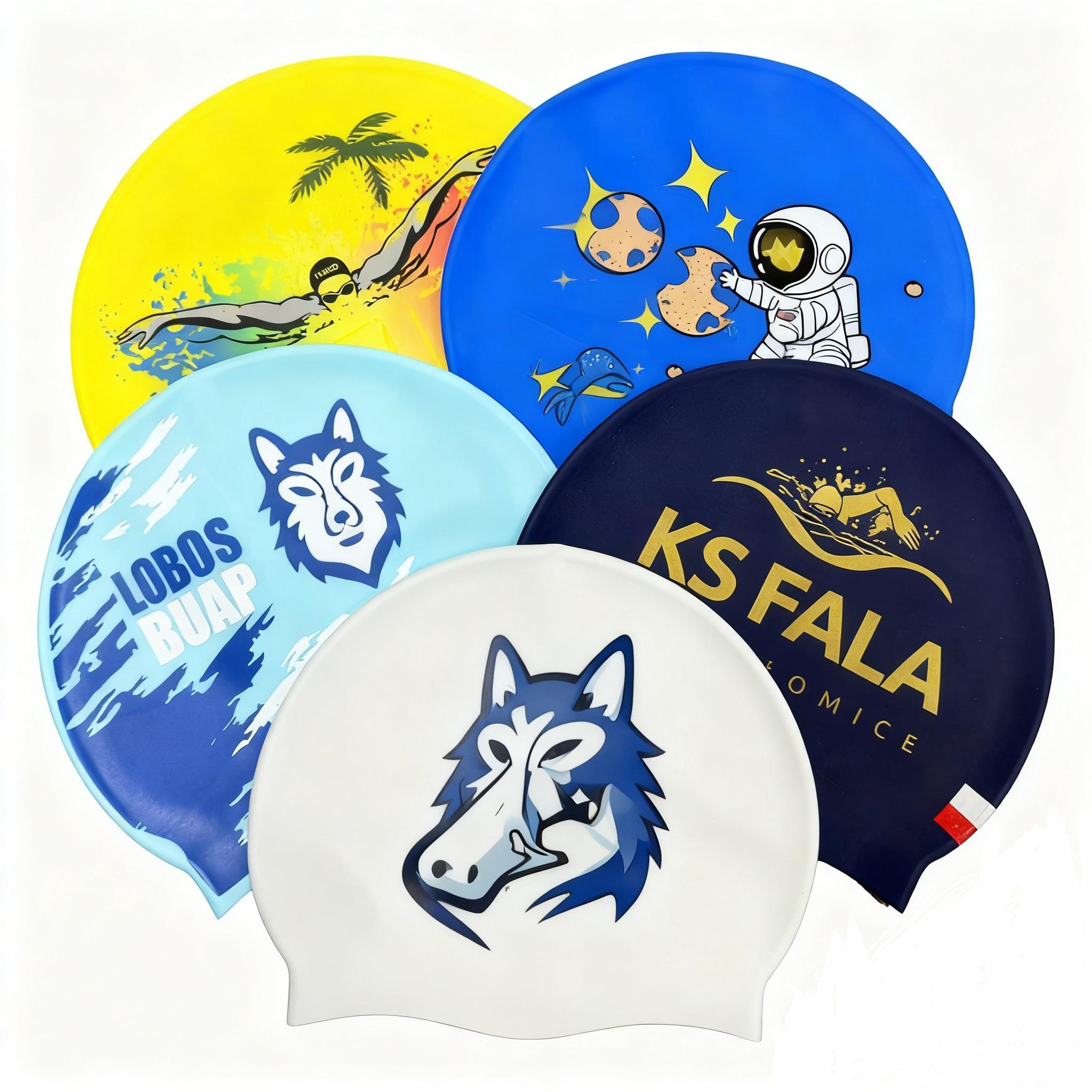 Wholesale OEM Customized Durable Food Grade Silicone Swim Cap-Waterproof Reusable Eco-Friendly for Unisex Adult Water Sports L