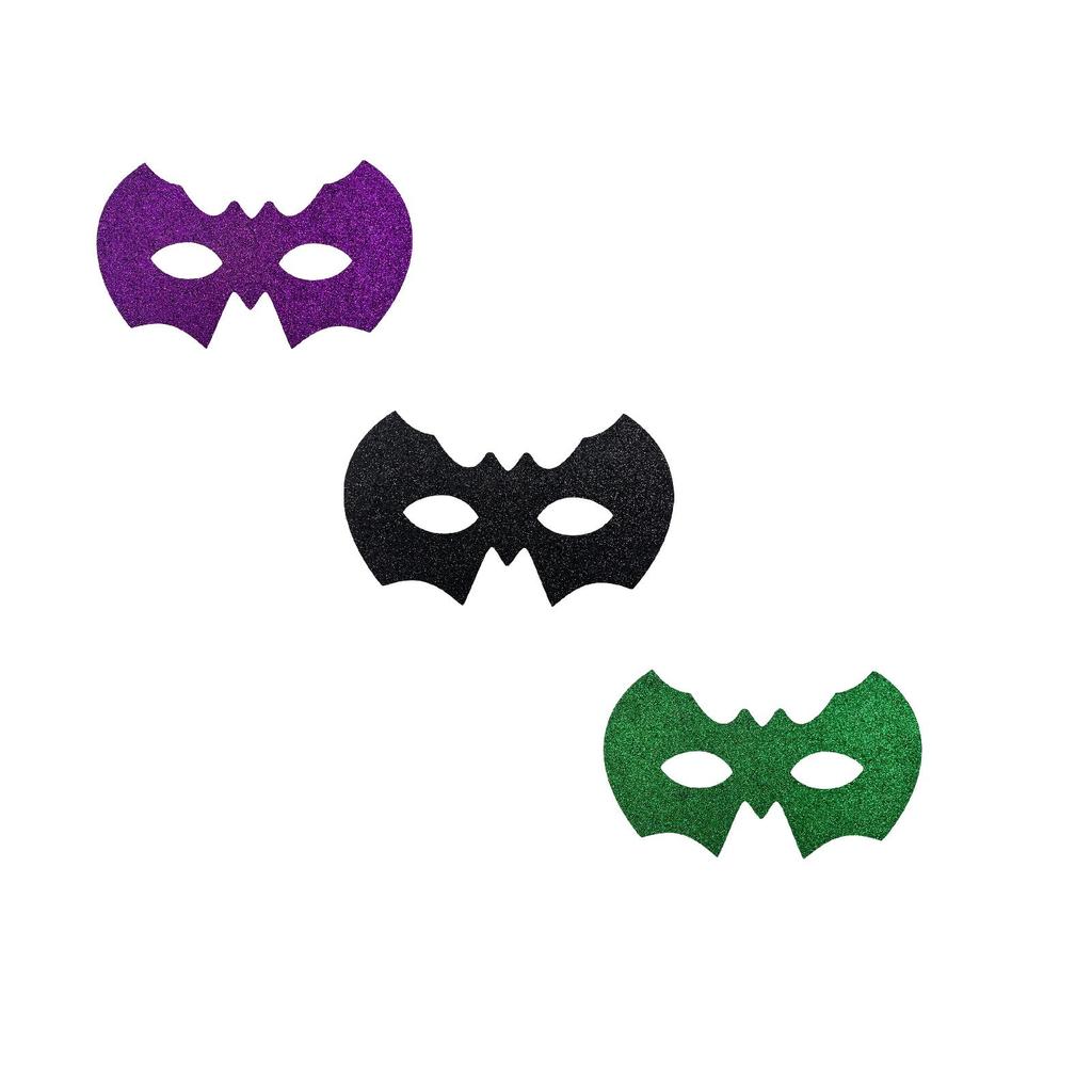 Halloween Glitter Half Face for Costume Party - 3 Pack Assorted Colors