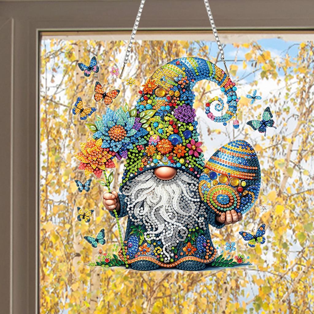 Easter 2D/Flat DIY Special Shape Rhinestone Diamond Art Window Pendants Diamond Painting Kits Wall Decor for Home & Windows