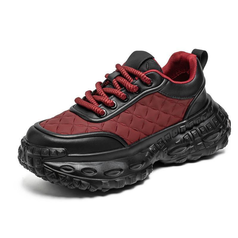 Dad Shoes Niche Autumn and Winter New Leather Thick-soled Heightening Shoes Retro Casual Sports Shoes