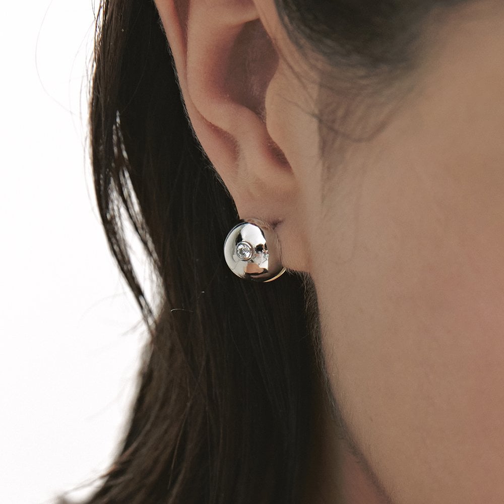 Champagne Full Moon Silver (C) Point One-Touch Earrings S Hl2E33200C9Xxx