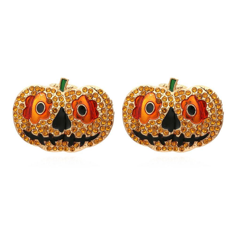 Accessories Rhinestone Pumpkin Earrings Pumpkin Stud Earrings Women's Earrings Halloween Ear Stud