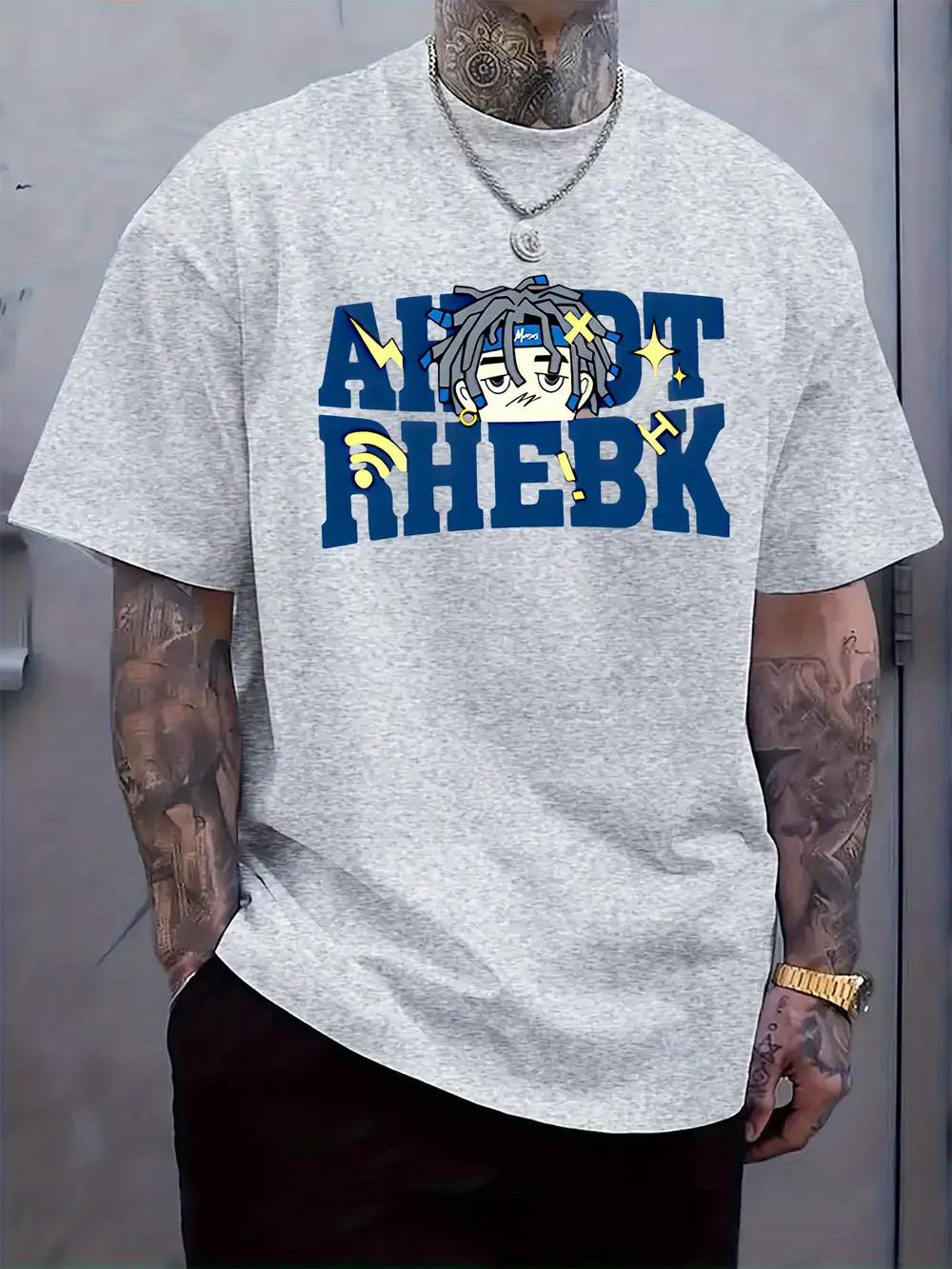 

Casual Crew Neck T-shirt with Trendy Cartoon Character Print XXXXL