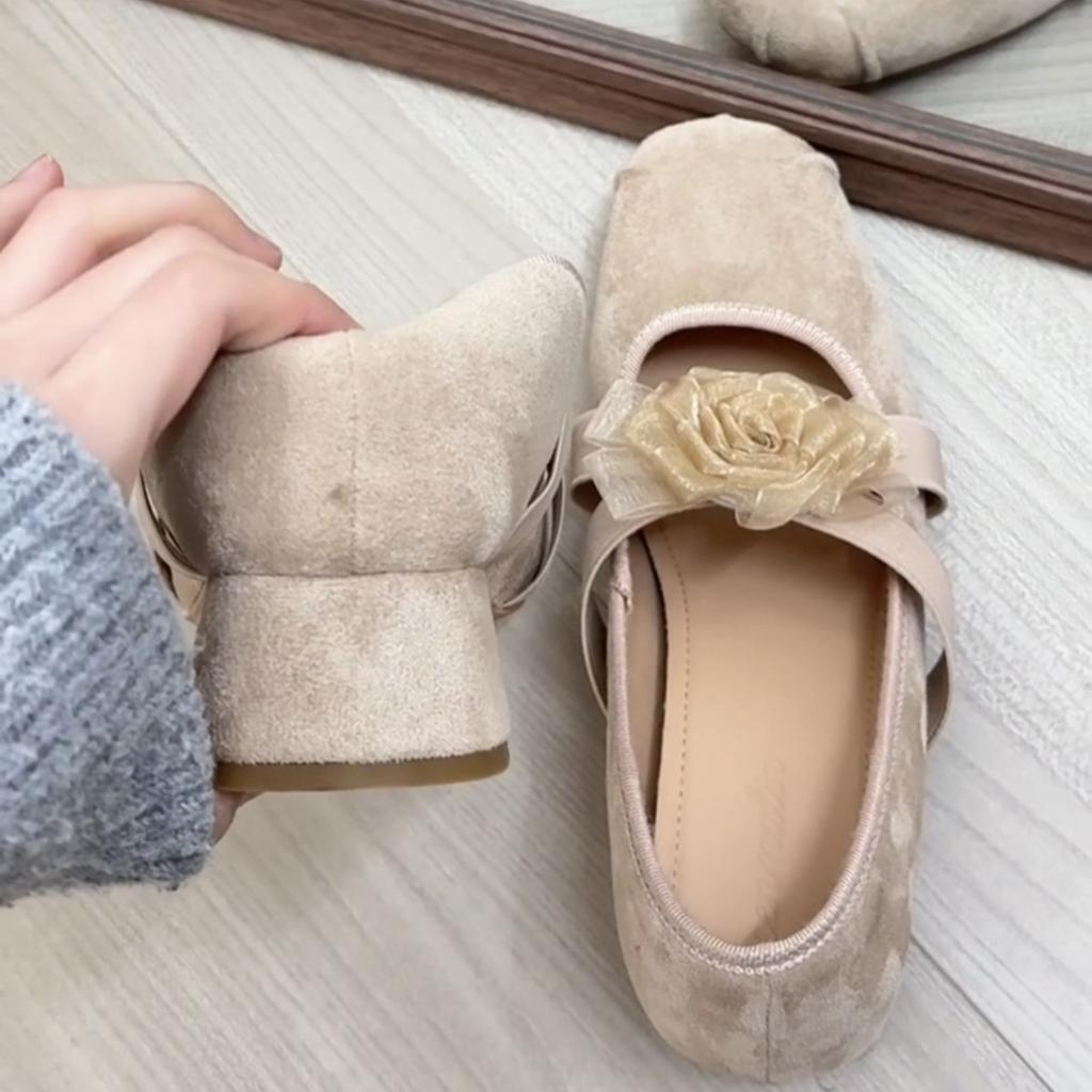 Sheepskin version~ not tired feet invisible inner height increase 7CM temperament shallow mouth French thin Mary Jane shoes high heels single shoe