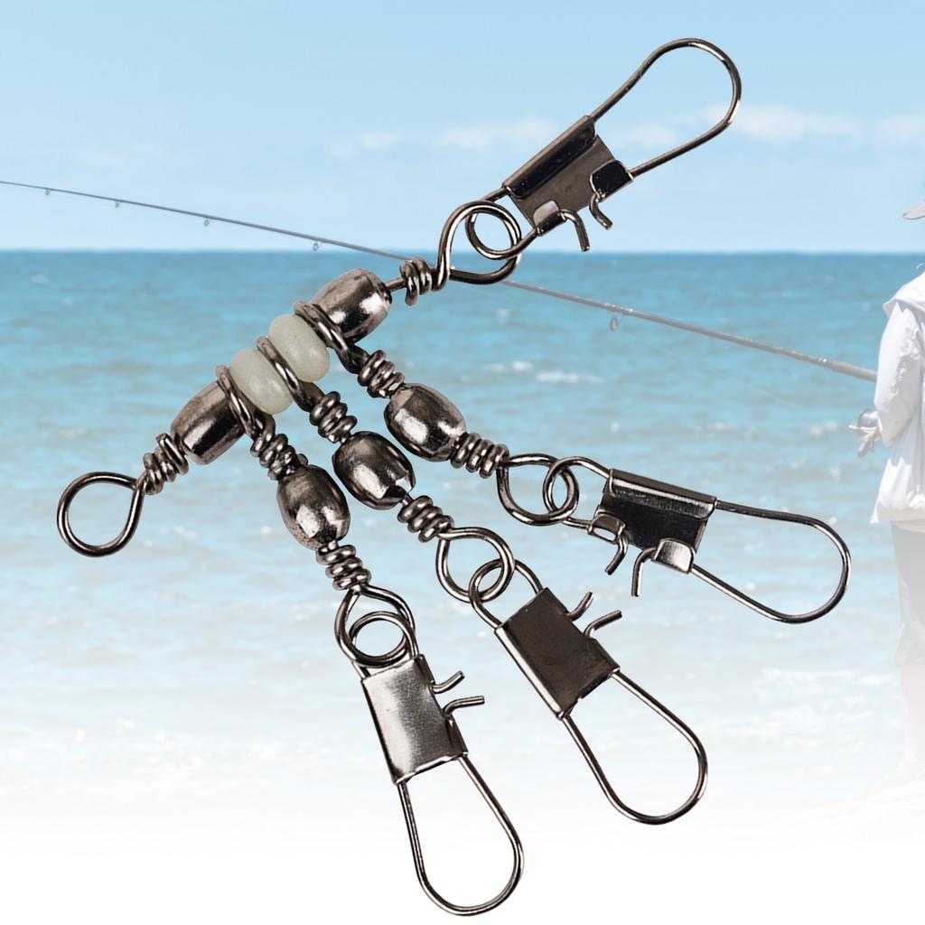 20Pcs Fishing Lure Hook Connector Fishing Snap Connector 3 Way Rolling Swivels Heavy Duty Sea Fishing Tackle Accessory