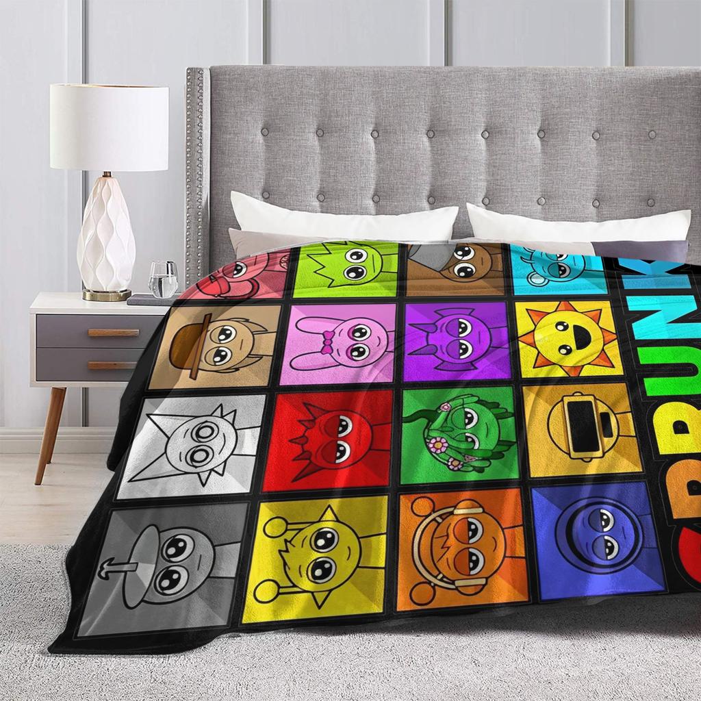 Sprunki Characters Game Blankets  Flannel Funny Breathable Throw Blanket for Home All Season