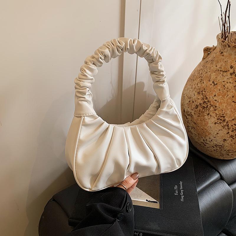 

Сумка премиум-класса женская большой вместимости 2025 новая весна и лето нишевый дизайн сумка на одно плечо под мышку плиссированная сумка-пельмень белый