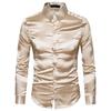 Men's European-Size Shiny Long Sleeve Turn-Down Collar Casual Fashion Shirt - Autumn 17 Collection