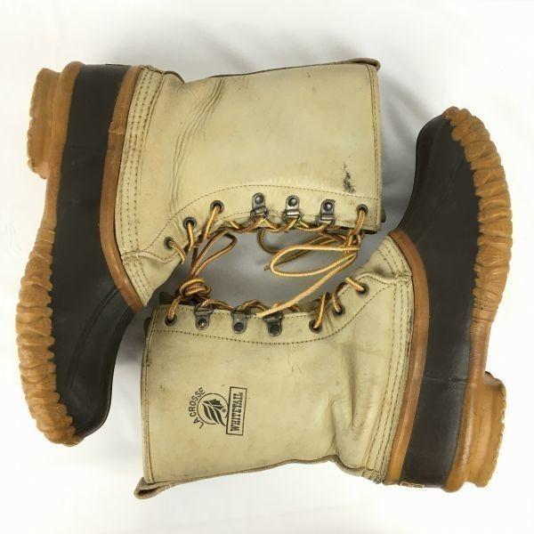 Vintage LACROSSE Vyrobeno v USA Velikost 24.5-25.0-25.5 Kožené Thinsulate Špičkové Sněhule Vložka Hnědá(POUŽITÝ)