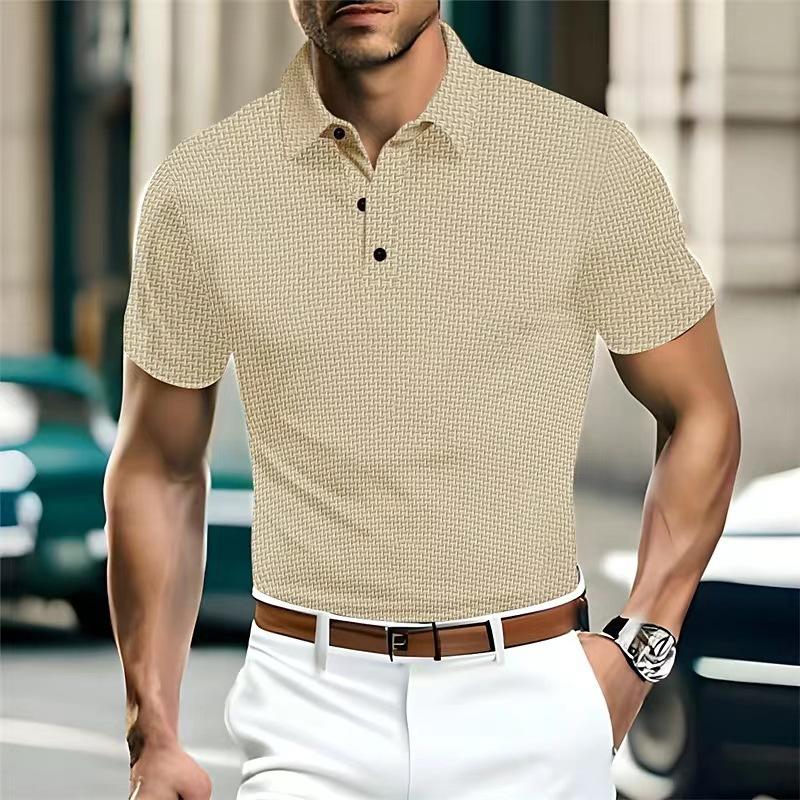 

Summer High-end Mesh Ice Silk Short Sleeve Men s Shirt Collar Solid Colour New Slip Material Polo Shirt XXXL хакі