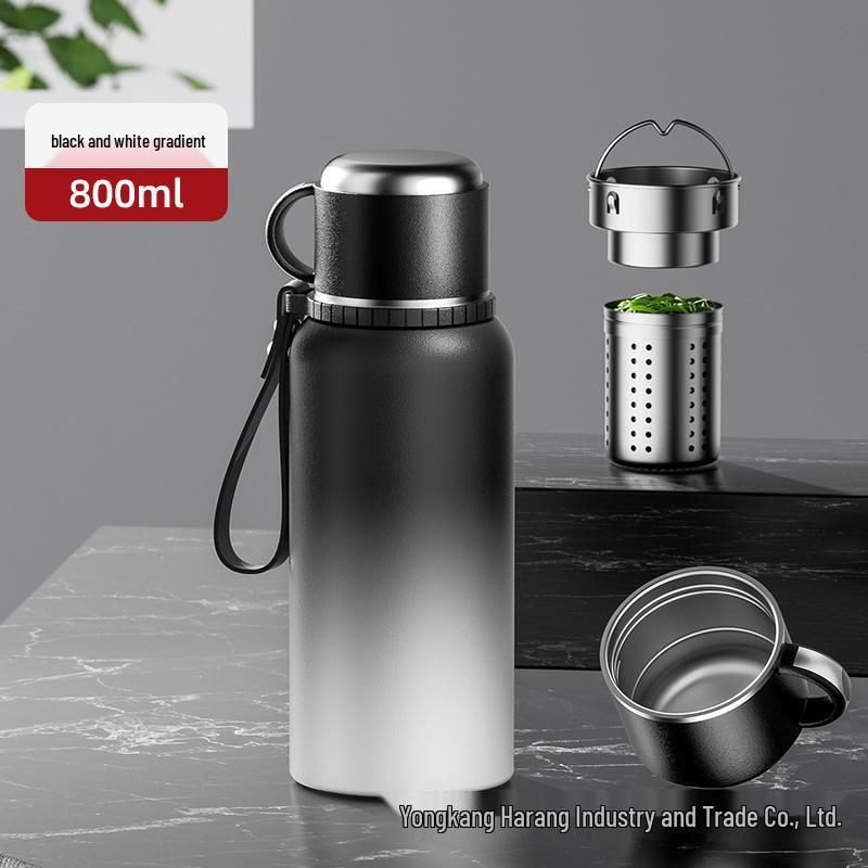 316 Stainless Steel Insulated Water Bottle with Double Lids & Tea Infuser for Outdoor Use