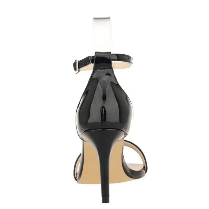 Women Open Toe Ankle Strap Sandals Stiletto Elegant Wedding Party Dress Shoes 9cm Mid High Heels  Summer Classic Sexy Pumps
