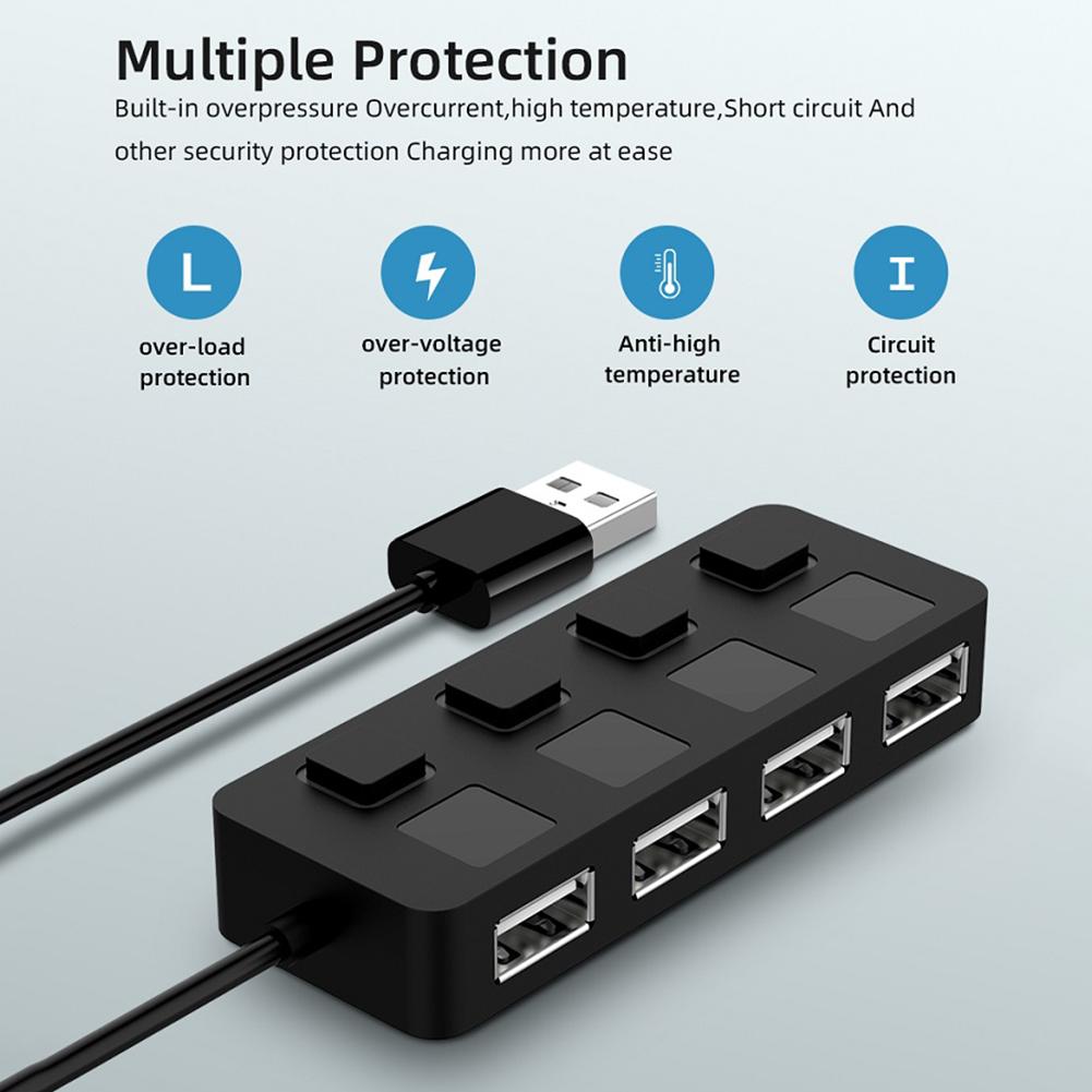 

USB 2.0 HUB Multi 4 Ports Splitter Expander USB Power Adapter для ноутбука ПК QDE