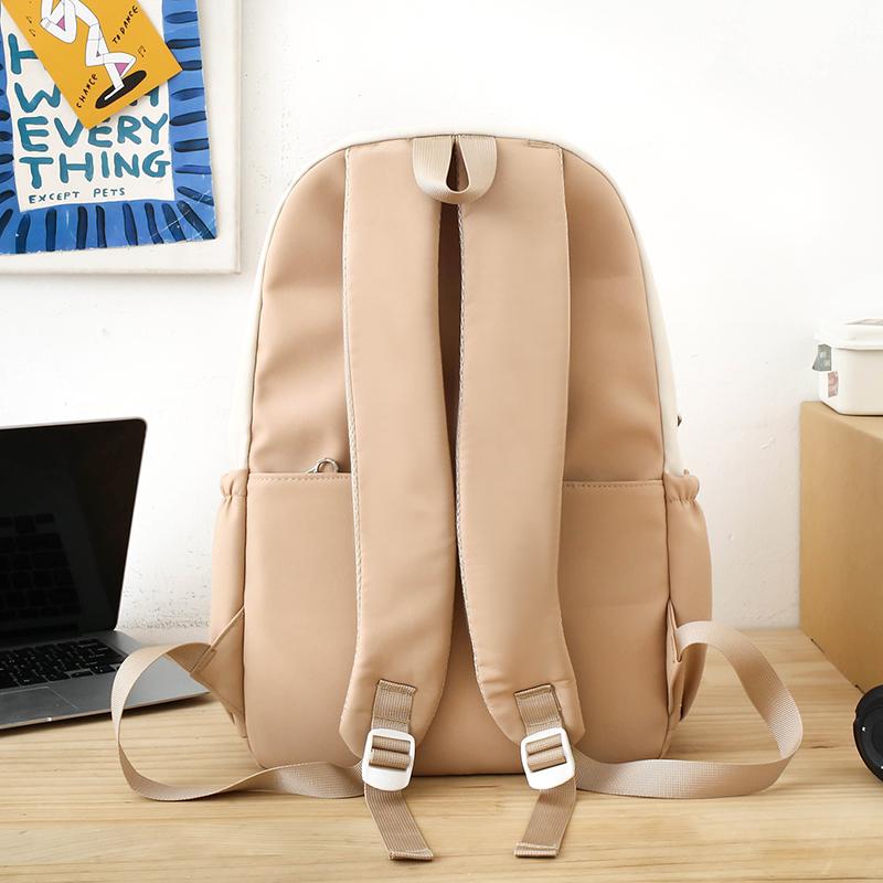 Women's Three-Piece Nylon Backpack Large Capacity Campus Splicing Schoolbag Backpack