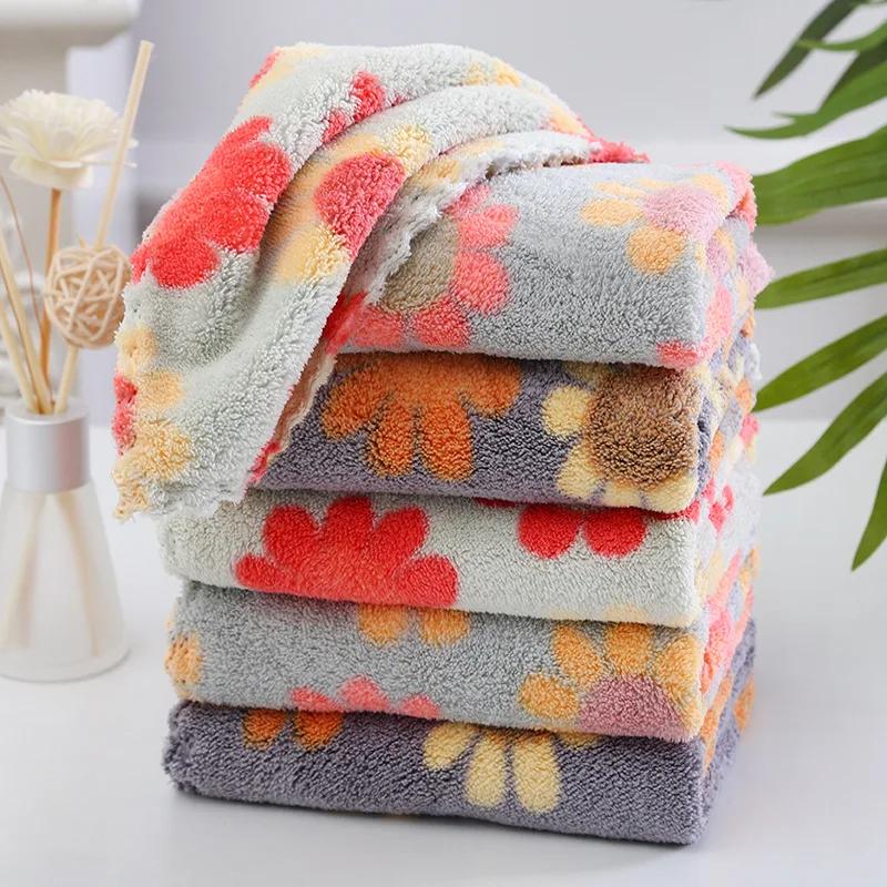 5Pcs/set  Coral Fleece Sunflower Cleaning Cloth Rags Absorbent Kitchen Dish Cloth Household Cleaning Cloth Wiping Towel