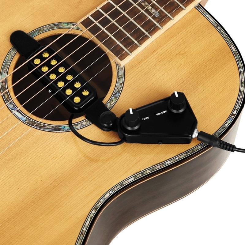 12 Hole Sound Hole Pickup Acoustic Guitar Transducer Amplifier with Volumes Tone Tuner Guitar Sound Hole Pickup