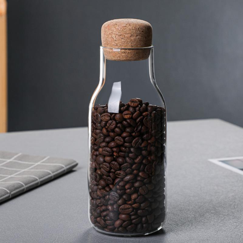 Glass Storage Jar Cork Sealed Jar Household Kitchen Grain Coffee Bean Storage Jar Milk Bottle Storage