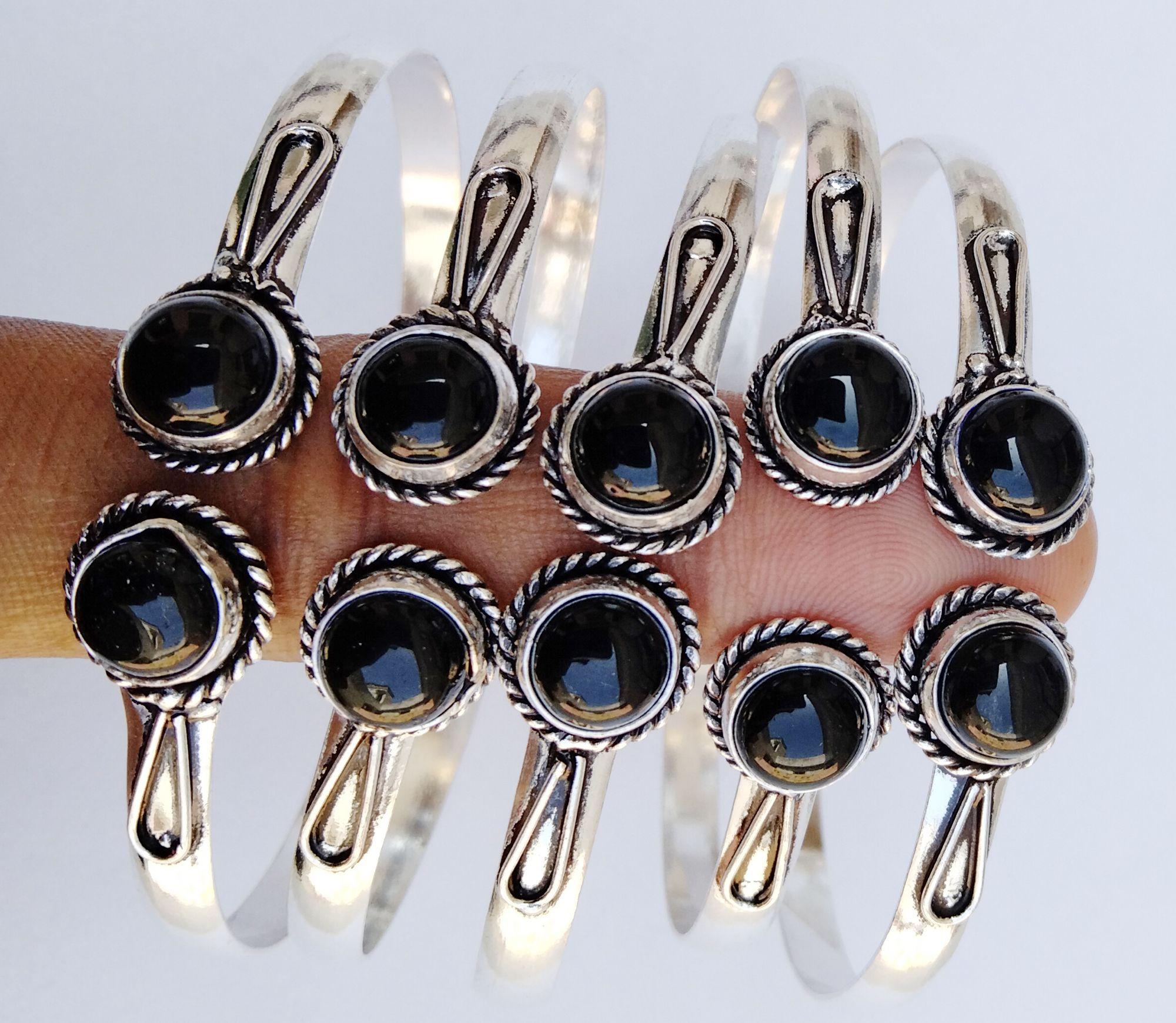 

Черный Оникс Драгоценный Камень Стерлингового Серебра 925 Пробы 5 Шт. Манжеты Браслеты Лот ZCB-B41