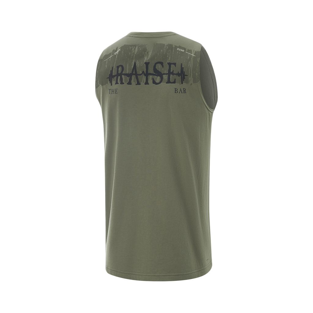 Li-Ning Fitness Series Simple Solid Color Round Neck Loose Tank Top Men Tops Tea-Green AVSV045-2