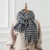 Elegant Mid-Length Faux Cashmere Tassel Scarf - Houndstooth Shawl for Women