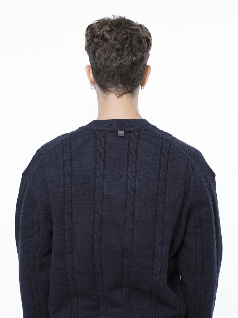 Chaenseseunoi Dense Cable V-Neck Kint - Navy /M243Tp07Ny