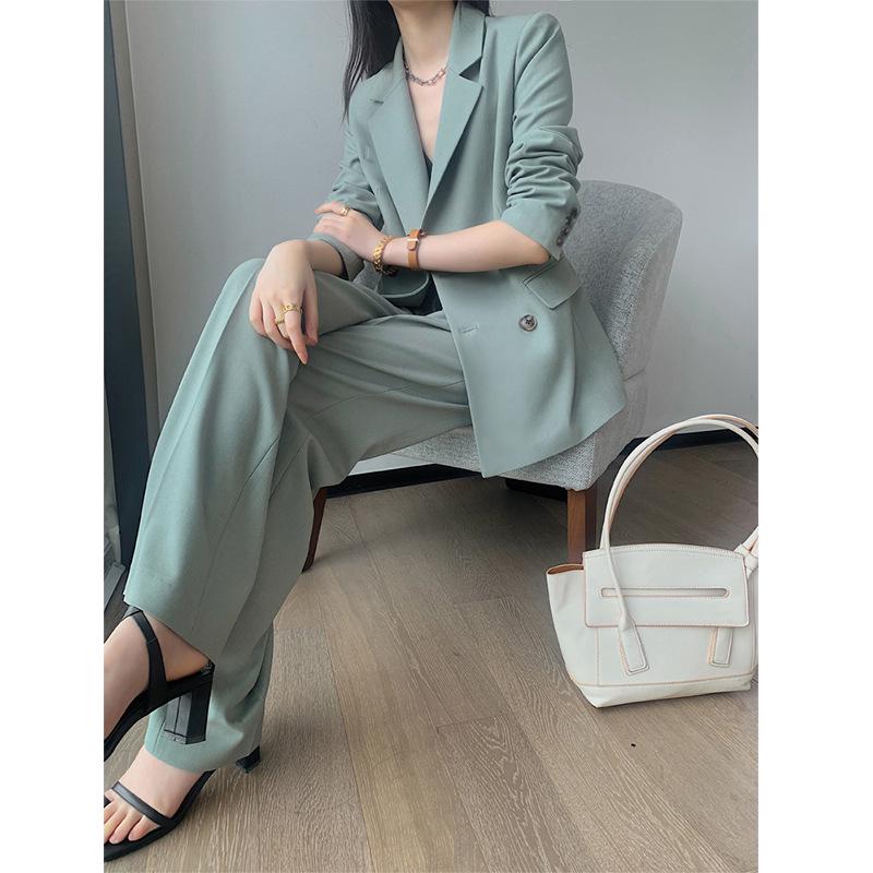 Women's Wide-Leg Pants Suit - British & Korean Style, Spring/Autumn, Trendy, Casual, Chic, Street-Style, Royal Sister Fashion.