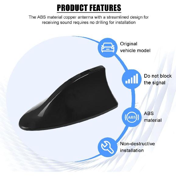 Car Shark Fin Antenna Cover, Top Roof Aerial Base AM/FM Radio Signal Base with Adhesive Tape, Fashionable Automotive Top Decoration Replacement,