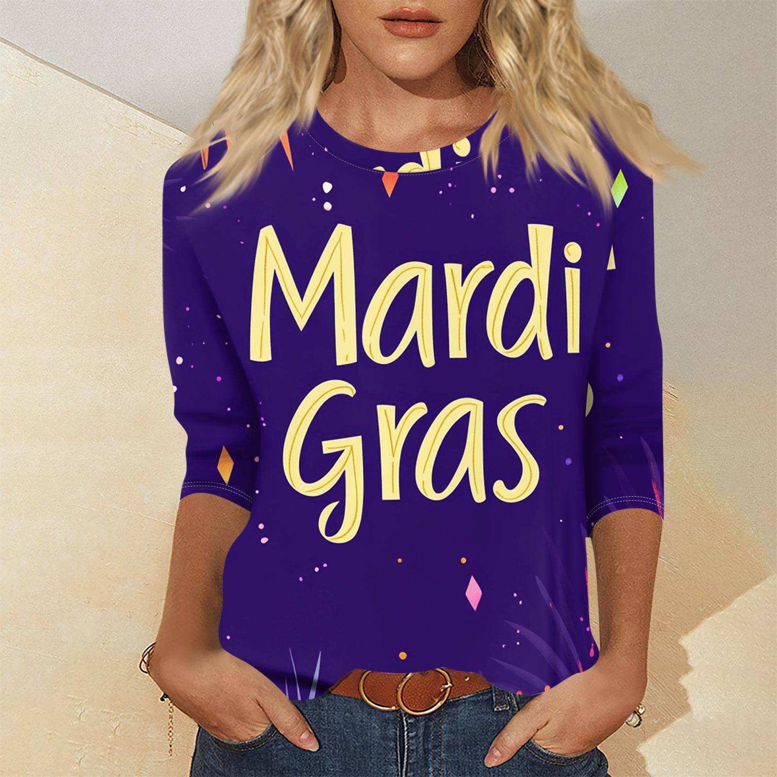 

Женская мода повседневный свитер с семью рукавами и принтом Марди Гра S