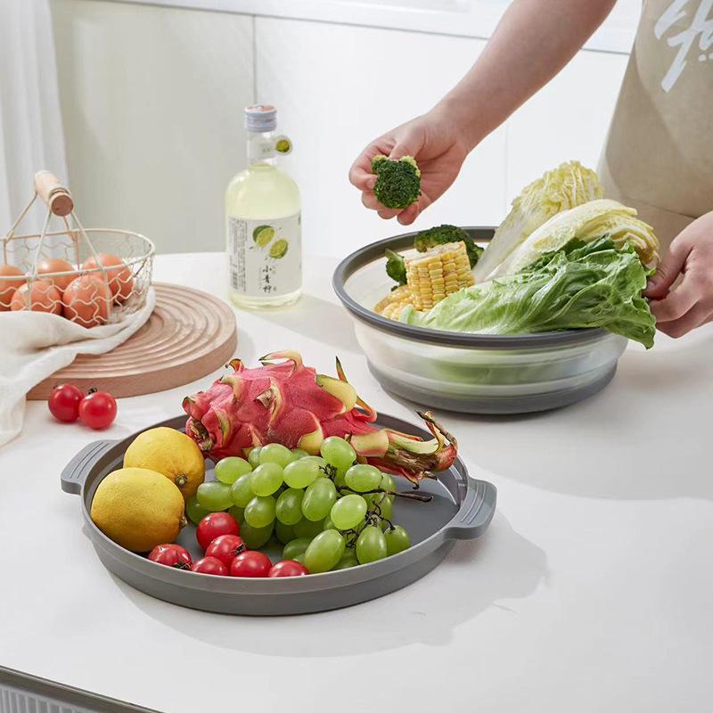 Folding Heating Covers Food Splash-Proof Microwave Cover Multi-Function Microwave Tray With Bottom Fresh-Keeping Cover Tool