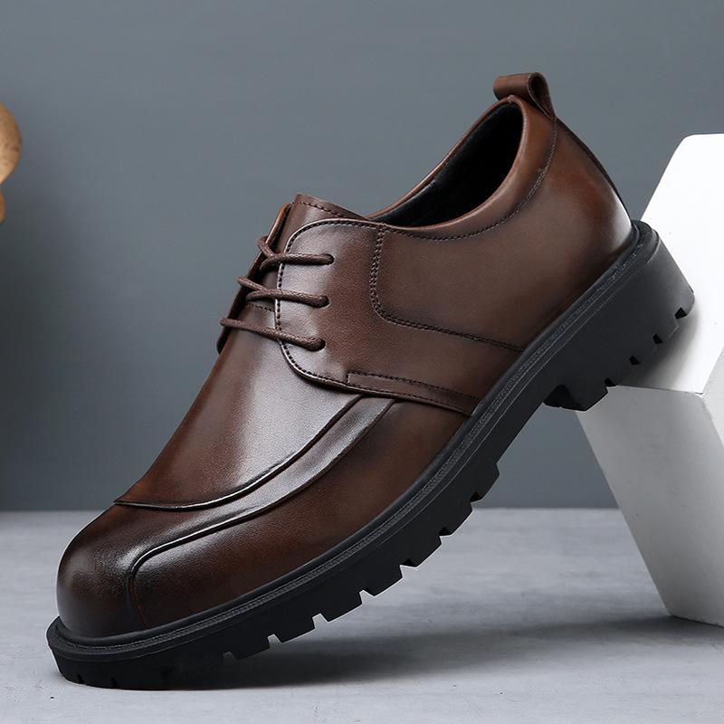 

Мужские черные дышащие кожаные туфли, увеличивающие рост — британский стиль для повседневной, деловой или официальной одежды, идеально подходят для свадеб 39