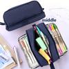 1pc Double-layer Double-open Large-capacity Good Looking Junior High School Multi-functional Pocket Zipper Pen Pocket