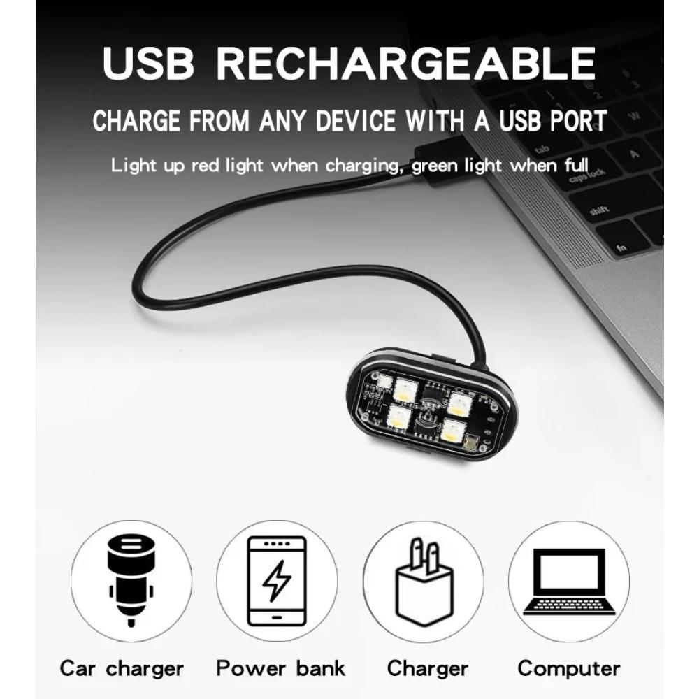 2/4pcs Wireless LED Strobe Lights Car Decor Atmosphere Light, 8 Colors Motorcycle Lights LED Flash with USB Charging